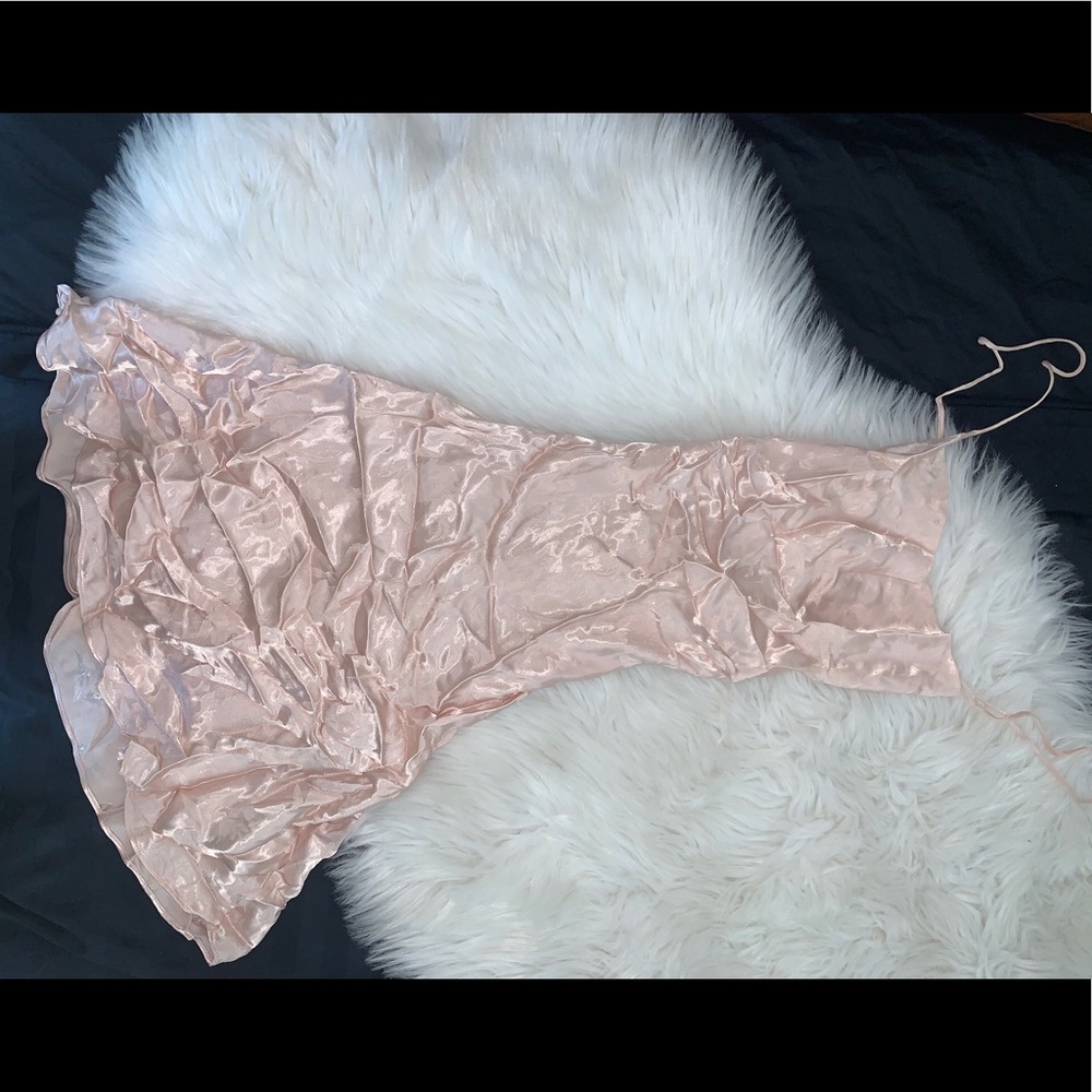 BOGO Cotton Candy LA blush rose satin dress NWT